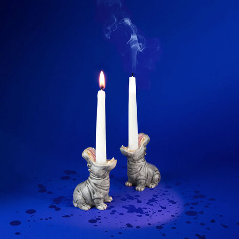 Donkey - Kandelaars Hungry Hippos Taupe 8x11cm set/2 Donkey - Kandelaars Hungry Hippos Taupe 8x11cm set/2