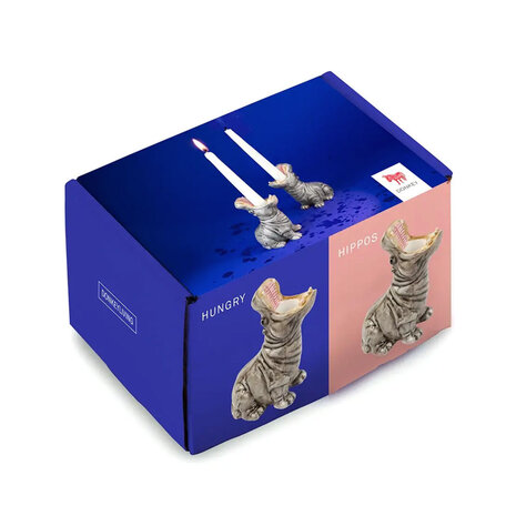 Donkey - Kandelaars Hungry Hippos Taupe 8x11cm set/2 Donkey - Kandelaars Hungry Hippos Taupe 8x11cm set/2