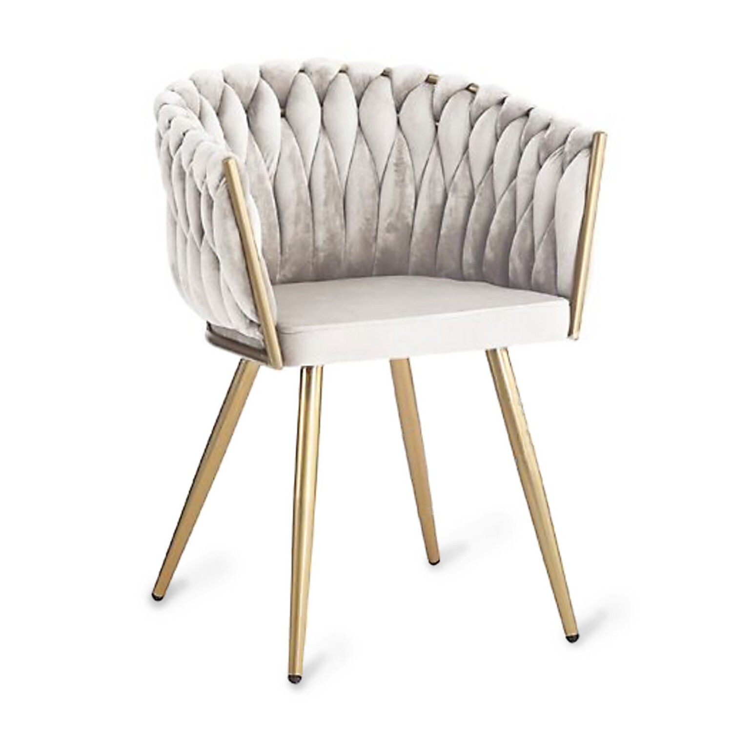 Mondeer Eetkamerstoelen, set van 4, fluwelen keukenstoelen met metalen poten en stoffen gestoffeerde zitting, modern voor eetkamer woonkamer, grijs