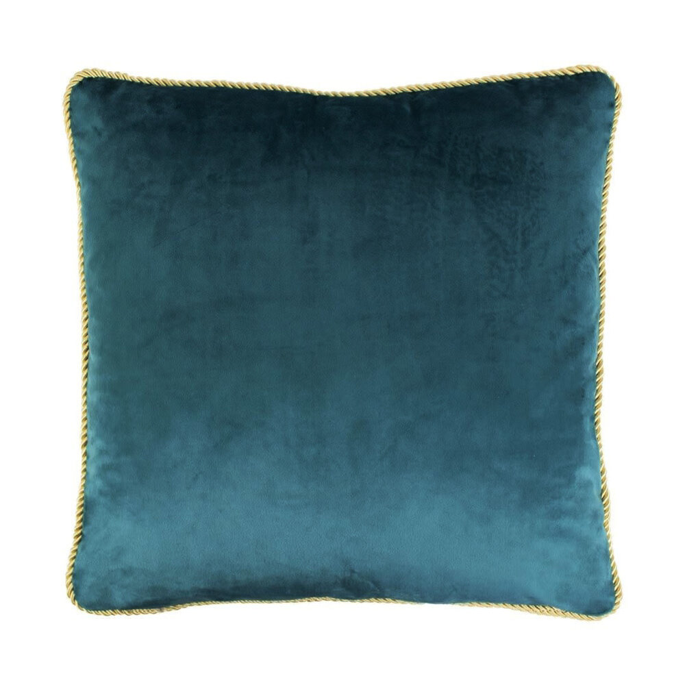 Mars & More - Sierkussen Petrol Fluweel 45x45cm gouden bies Mars & More - Sierkussen Petrol Fluweel 45x45cm gouden bies