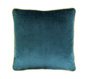Mars & More - Sierkussen Petrol Fluweel 45x45cm gouden bies Mars & More - Sierkussen Petrol Fluweel 45x45cm gouden bies
