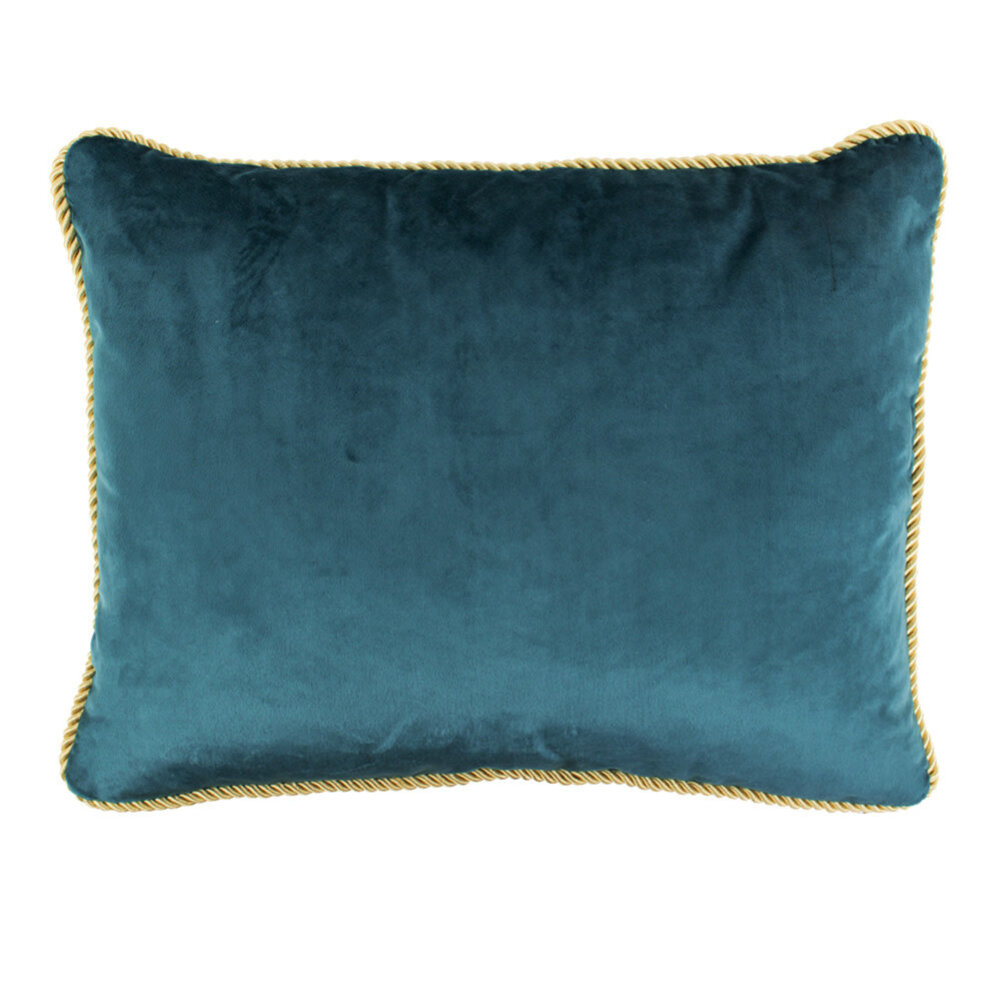 Melting Pot - Fluweelzacht Sierkussen in Petrolgroen 45x35cm met Gouden Kabelbies
