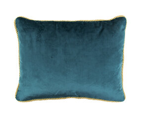 Melting Pot - Sierkussen Petrol Fluweel 45x35cm Gouden Bies Melting Pot - Sierkussen Petrol Fluweel 45x35cm Gouden Bies