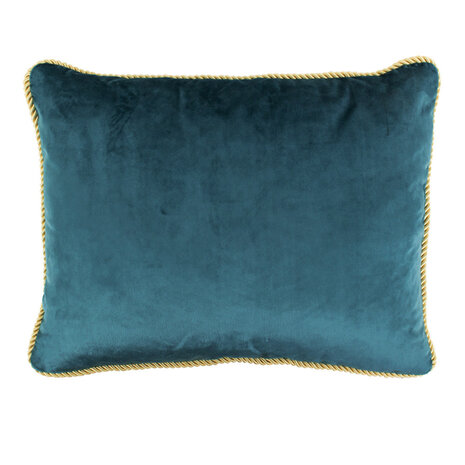 Melting Pot - Sierkussen Petrol Fluweel 45x35cm Gouden Bies