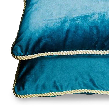 Melting Pot - Sierkussen Petrol Fluweel 45x35cm Gouden Bies