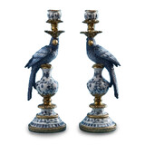 Werns - Kandelaar Papegaai Blauw 14x40cm in 2 vormen Werns - Kandelaar Papegaai Blauw 14x40cm in 2 vormen