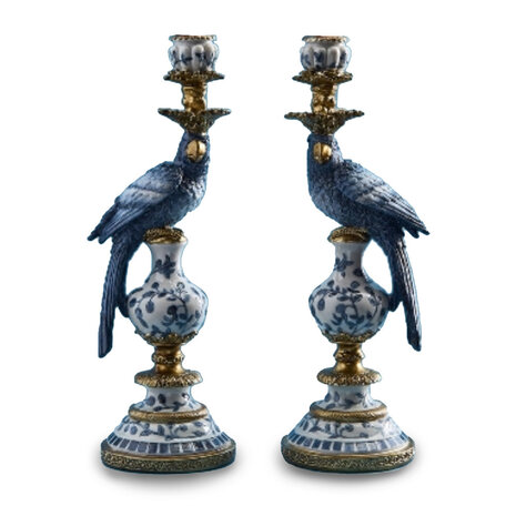 Werns - Kandelaar Papegaai Blauw 14×40cm – Links / Rechts