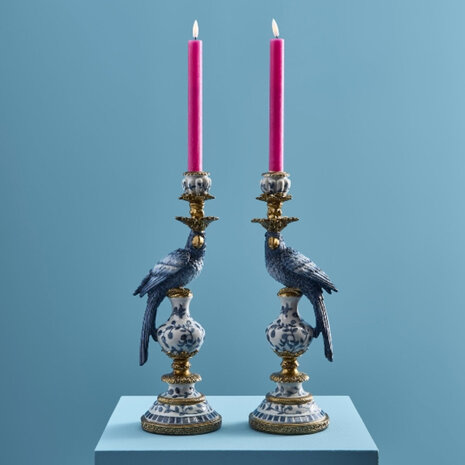 Werns - Kandelaar Papegaai Blauw 14×40cm – Links / Rechts