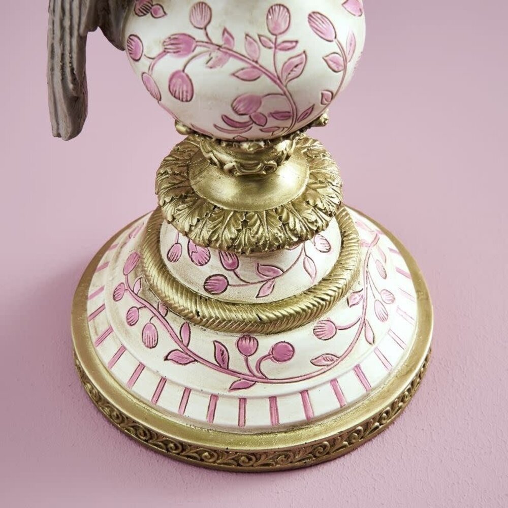 Werns - Kandelaar Papegaai Amari Grijs Roze 14x40cm 53461 Werns - Kandelaar Papegaai Amari Grijs Roze 14x40cm 53461