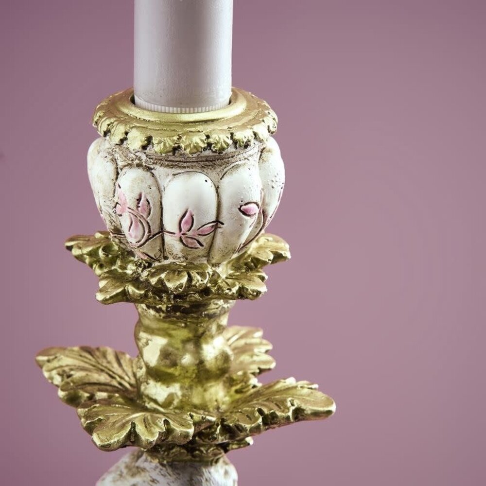 Werns - Kandelaar Papegaai Amari Grijs Roze 14x40cm 53461 Werns - Kandelaar Papegaai Amari Grijs Roze 14x40cm 53461