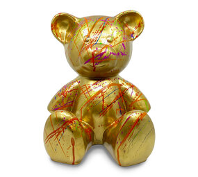 Melting Pot - Beeld Design Teddy Beer Zittend Goud Splash Multicolor 30x32cm Melting Pot - Beeld Design Teddy Beer Zittend Goud Splash Multicolor 30x32cm
