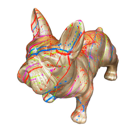 Melting Pot - Beeld Bulldog Goud Splash Multicolor 45x22x37cm Melting Pot - Beeld Bulldog Goud Splash Multicolor 45x22x37cm