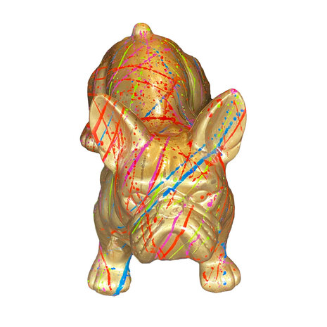Melting Pot - Beeld Bulldog Goud Splash Multicolor 45x22x37cm Melting Pot - Beeld Bulldog Goud Splash Multicolor 45x22x37cm