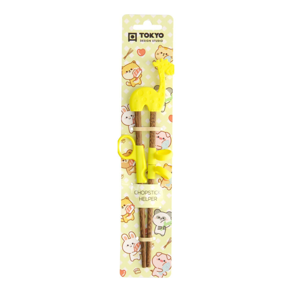 Tokyo Design Studio - Kinder Eetstokjes Giraf Geel 18cm – Leer Eten met Stokjes met Vrolijke Giraffe