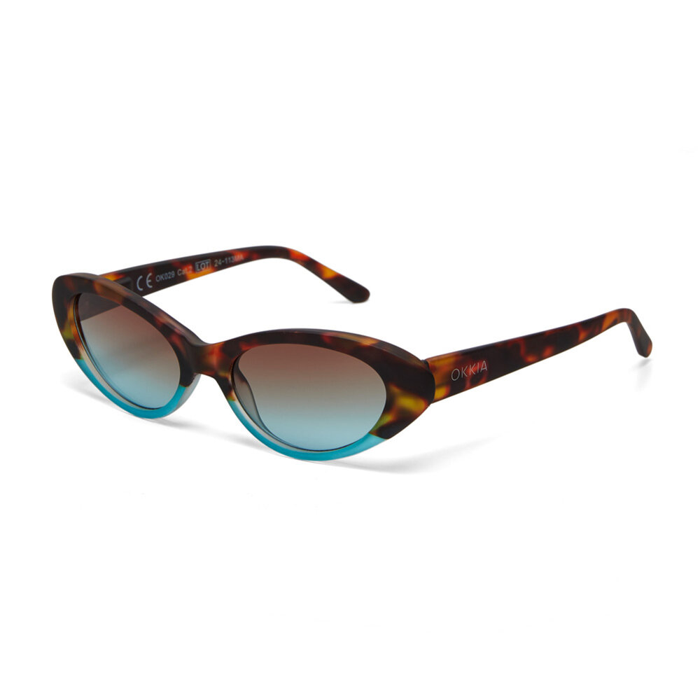 Okkia - Zonnebril LINA Small Cat Eye Havana Blue OK029-HB Okkia - Zonnebril LINA Small Cat Eye Havana Blue OK029-HB