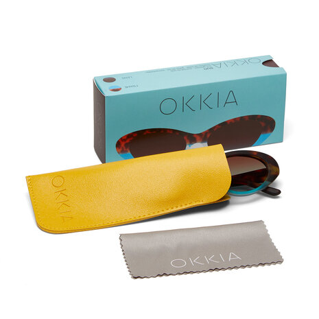 Okkia - Zonnebril LINA Small Cat Eye Havana Blue OK029-HB Okkia - Zonnebril LINA Small Cat Eye Havana Blue OK029-HB
