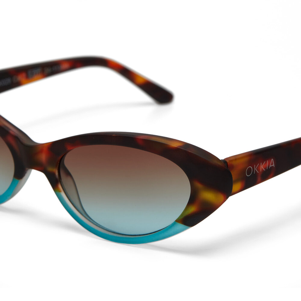 Okkia - Zonnebril LINA Small Cat Eye Havana Blue OK029-HB Okkia - Zonnebril LINA Small Cat Eye Havana Blue OK029-HB