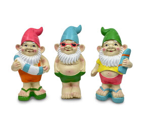 Melting Pot - Beeldje Kabouter Vakantie 11x23cm in 3 kleuren