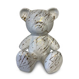 Melting Pot - Beeld Design Teddy Beer Zittend Wit Splash Goud 32cm