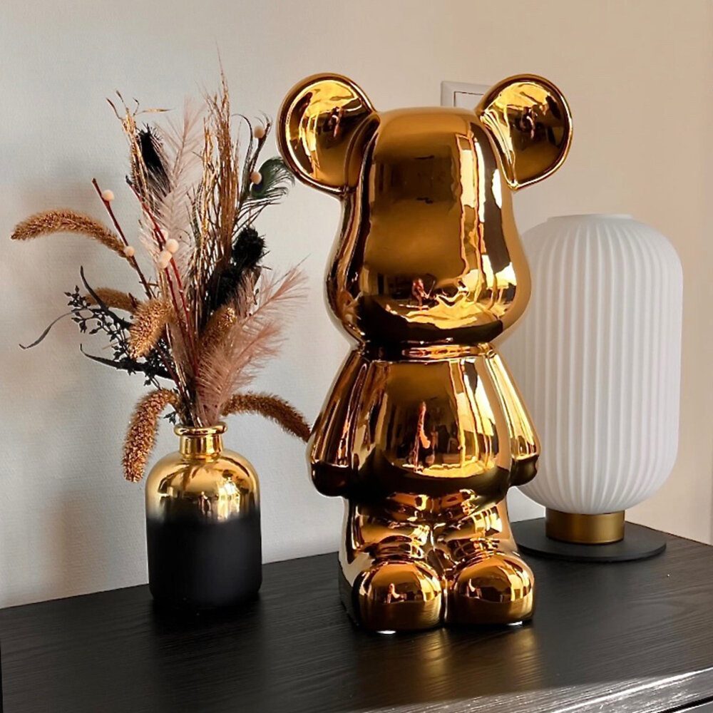 Melting Pot - Beeld Design Beer Glans Metallic Goud Keramiek 26x50cm