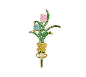 Doing Goods - Wandhaak Ivy Bloemen Multicolor Messing 7x13cm Doing Goods - Wandhaak Ivy Bloemen Multicolor Messing 7x13cm