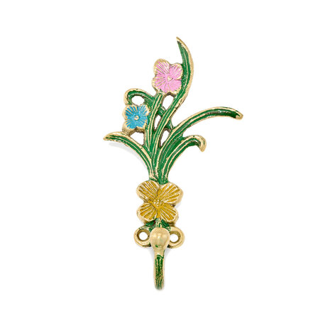 Doing Goods - Wandhaak Ivy Bloemen Multicolor Messing 7x13cm