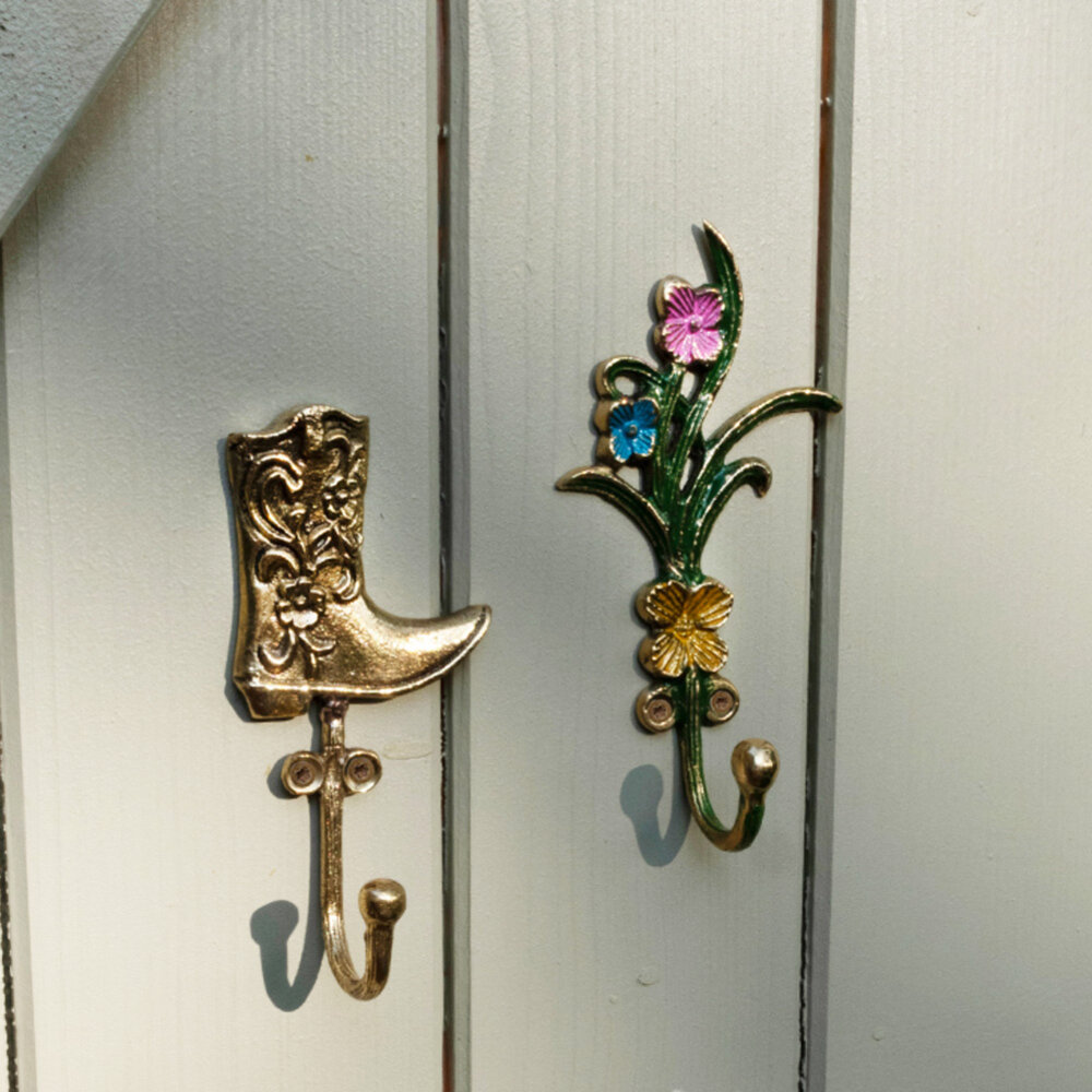 Doing Goods - Wandhaak Ivy Bloemen Multicolor Messing 7x13cm