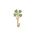 Wandhaakje Lucky Clover Groen Messing 3x5cm