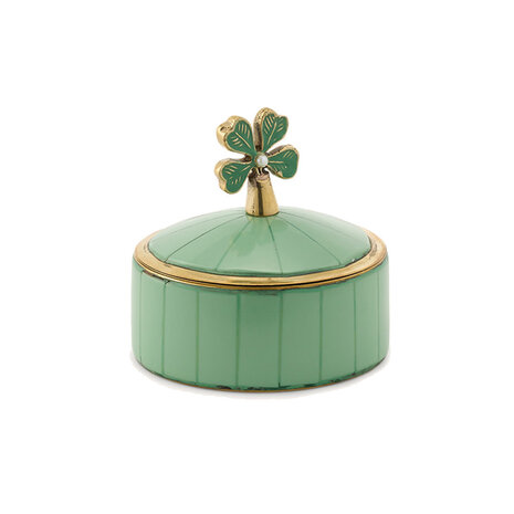 Doing Goods - Doosje Circus Klavertje Vier Groen Messing 7x6cm Doing Goods - Doosje Circus Klavertje Vier Groen Messing 7x6cm