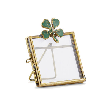 Doing Goods - Fotolijstje Lucky Clover Groen Messing 6x7cm - foto 5x5cm
