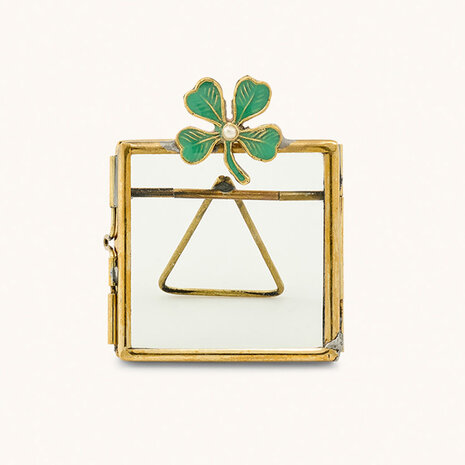 Doing Goods - Fotolijstje Lucky Clover Groen Messing 6x7cm - foto 5x5cm