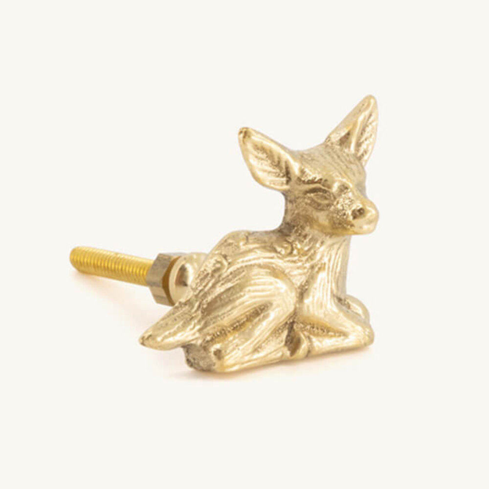 Doing Goods - Ladeknop Forest Fawn Links Messing 4x4cm Doing Goods - Ladeknop Forest Fawn Links Messing 4x4cm