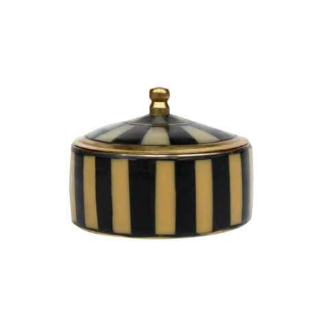 Doing Goods - Doosje Chelsey Circus Zwart Beige Messing 7x5cm