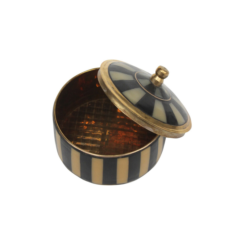 Doing Goods - Doosje Chelsey Circus Zwart Beige Messing 7x5cm