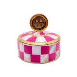 Melting Pot - Doosje Smiley Roze-Wit Geblokt Messing 7x7cm Melting Pot - Doosje Smiley Roze-Wit Geblokt Messing 7x7cm