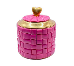 Melting Pot - Doosje Hart Roze Geblokt Messing 10x12cm Melting Pot - Doosje Hart Roze Geblokt Messing 10x12cm