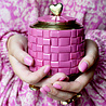 Melting Pot - Sieraaddoosje Hart Roze Geblokt Messing 10x12cm Melting Pot - Sieraaddoosje Hart Roze Geblokt Messing 10x12cm