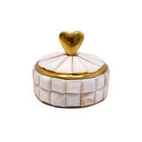 Melting Pot - Doosje Hart Wit Geblokt Messing 7x7cm Melting Pot - Doosje Hart Wit Geblokt Messing 7x7cm