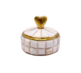 Melting Pot - Doosje Hart Wit Geblokt Messing 7x7cm Melting Pot - Doosje Hart Wit Geblokt Messing 7x7cm