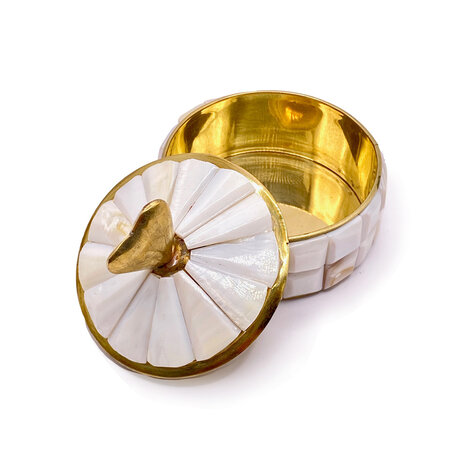 Melting Pot - Doosje Hart Wit Geblokt Messing 7x7cm Melting Pot - Doosje Hart Wit Geblokt Messing 7x7cm