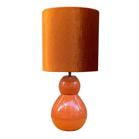Colmore - Tafel Lamp Voet Bollen Papaya Emaille Metaal 21x40cm Colmore - Tafel Lamp Voet Bollen Papaya Emaille Metaal 21x40cm