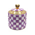 Doosje Hart Paars-Wit Geblokt Messing 10x12cm Doosje Hart Paars-Wit Geblokt Messing 10x12cm