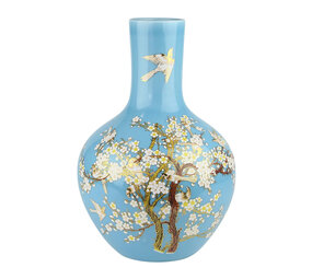 Melting Pot - Vaas Chinees Vogels Bloesem Blauw Porselein 29x47cm Melting Pot - Vaas Chinees Vogels Bloesem Blauw Porselein 29x47cm