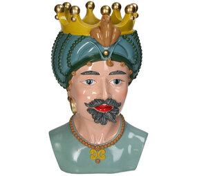 Melting Pot - Vaas Man met Kroon Multicolor Kunststof 19x33cm Melting Pot - Vaas Man met Kroon Multicolor Kunststof 19x33cm