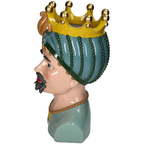 Melting Pot - Vaas Man met Kroon Multicolor Kunststof 19x33cm Melting Pot - Vaas Man met Kroon Multicolor Kunststof 19x33cm