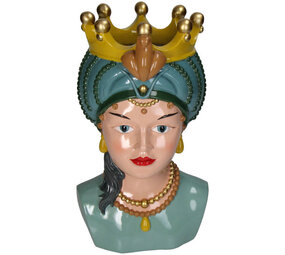 Melting Pot - Vaas Vrouw met Kroon Multicolor Kunststof 19x33cm