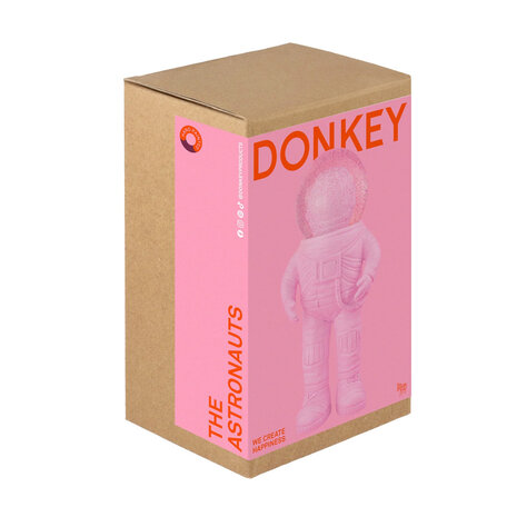Donkey - Beeldje Astronaut met Sneeuwbol Roze 9x18cm