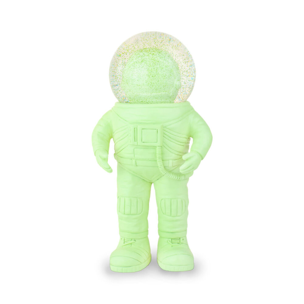 Donkey - Beeldje Astronaut met Sneeuwbol Groen 9x18cm