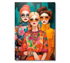 Melting Pot - Schilderij Vrouwen Zonnebril op Turquoise Canvas 70x100cm