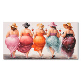 Melting Pot - Schilderij Vrouwen met Wijn Canvas 140x70cm Melting Pot - Schilderij Vrouwen met Wijn Canvas 140x70cm
